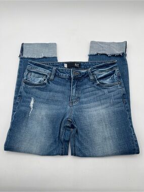 KUT Jeans Catherine Womens 6 Medium Wash Boyfriend Distressed Cuffed Denim